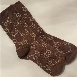 Gucci Brown Logo Pattern Socks